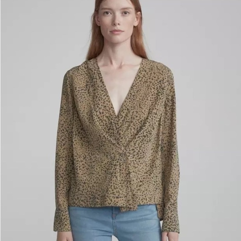 Rag & Bone Leopard Print V-Neck Women's Top Size Large